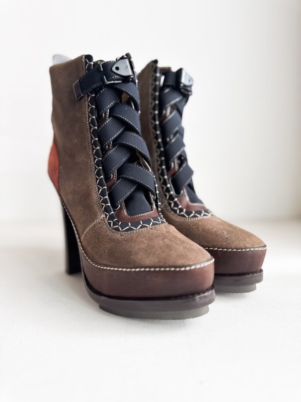 Rag and Bone Multicolor Block Heel Lace up Booties 39 - Picture 9 of 10